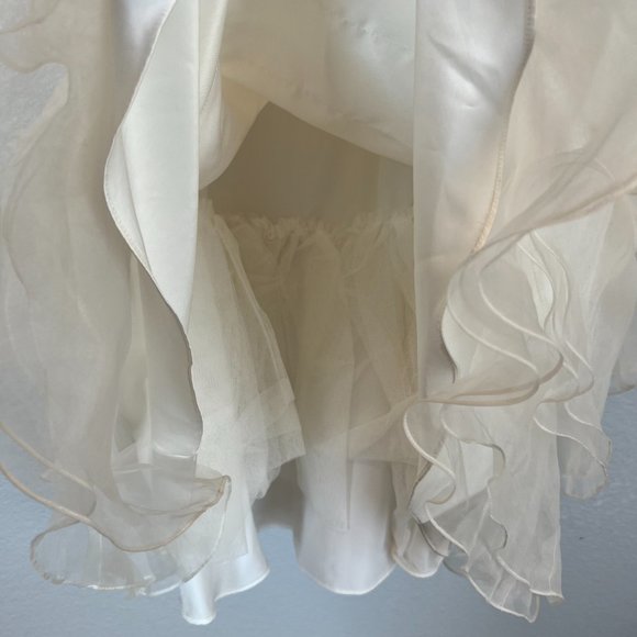 Alfred Angelo Cream Sheer Ruffle Tiered Skirt Dress Size 10 Perfect For Holidays - Picture 2 of 8